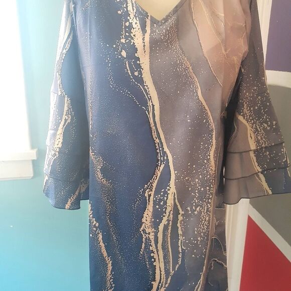 Casual Beach Marble Print Loose Dress - Picture 6 of 7